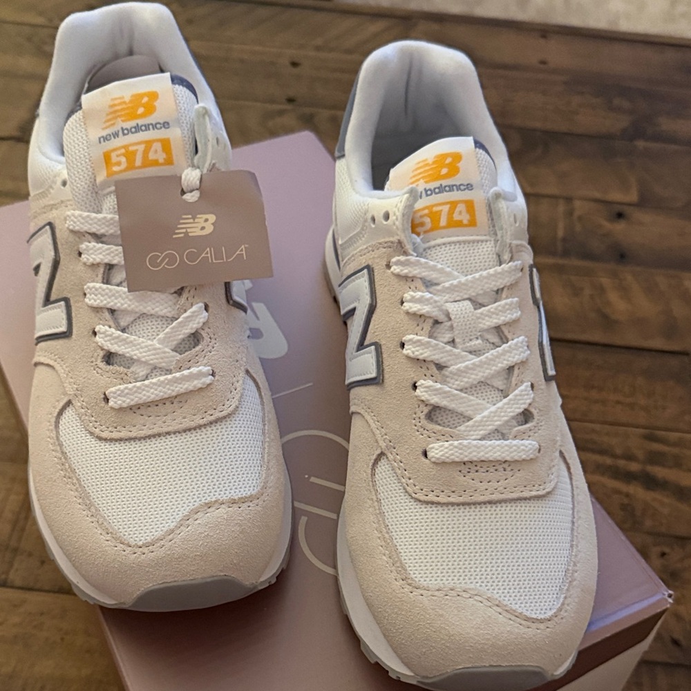 New Balance 574 Calia White Grey Light Blue and Sneakers